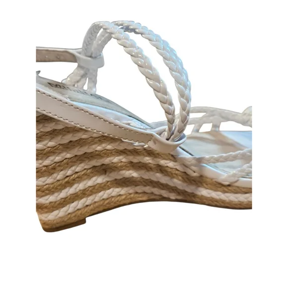 Michael Kors White & Beige Braided Espadrille Wedges Size 9.5 - Picture 12 of 14
